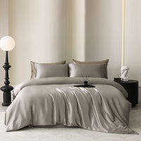 HKM-285971 Silk Four-Piece Bedding Set with Duvet Cover and Pillowcases in Multiple Sizes