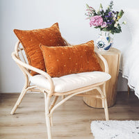 HKM-286035 Retro Brocade Plush Throw Pillow - Nordic Style Cushion in Caramel and Dark Green
