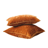 HKM-286035 Retro Brocade Plush Throw Pillow - Nordic Style Cushion in Caramel and Dark Green
