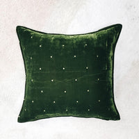 HKM-286035 Retro Brocade Plush Throw Pillow - Nordic Style Cushion in Caramel and Dark Green