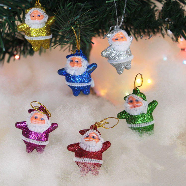 HKM-286419 Christmas Tree Ornaments Set - White Pine Cones, Gold Dust Santa, Letter Plate, Christmas Flower