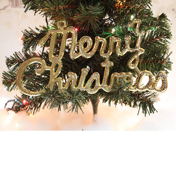HKM-286419 Christmas Tree Ornaments Set - White Pine Cones, Gold Dust Santa, Letter Plate, Christmas Flower