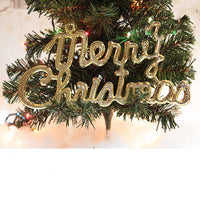 HKM-286419 Christmas Tree Ornaments Set - White Pine Cones, Gold Dust Santa, Letter Plate, Christmas Flower