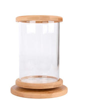 HKM-286483 Mini Glass Aquarium with Bamboo Base for Small Office Décor