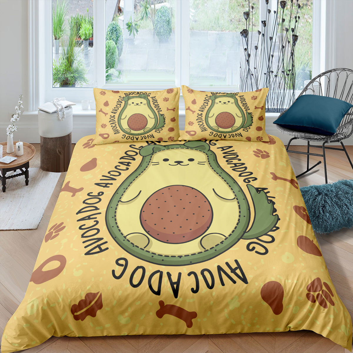 HKM-286611 Printed Three-Piece Quilt Cover Set - Soft Chemical Fiber Bed Cover, Multiple Sizes Available