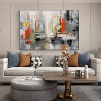 HKM-286739 Handpainted Abstract Textured Oil Painting on Canvas for Modern Home Decor