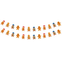 HKM-286931 2 Pack Paper Christmas Banner Garland with Gingerbread Man and Snowman for Holiday Home Decor