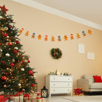 HKM-286931 2 Pack Paper Christmas Banner Garland with Gingerbread Man and Snowman for Holiday Home Decor
