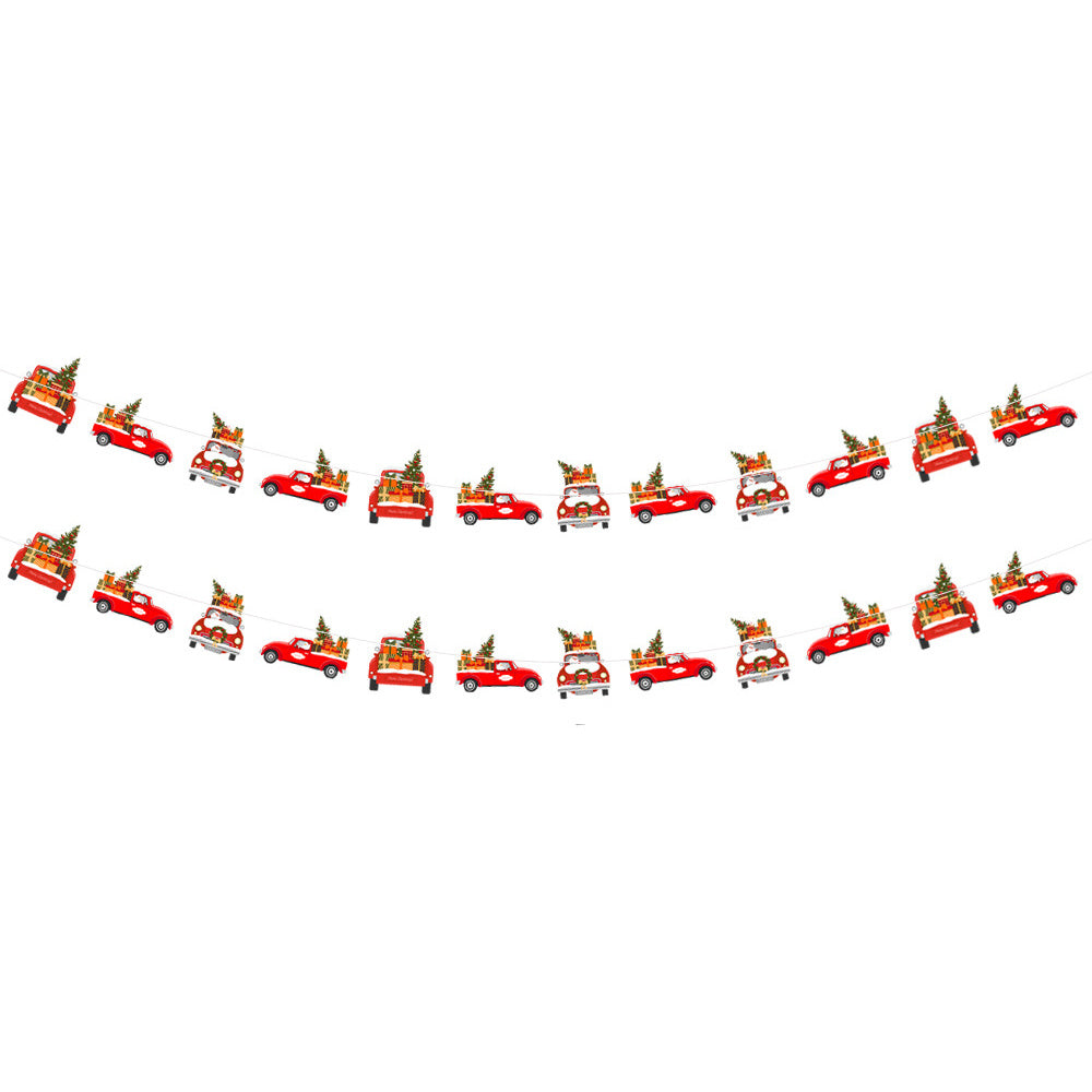 HKM-286931 2 Pack Paper Christmas Banner Garland with Gingerbread Man and Snowman for Holiday Home Decor