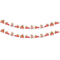 HKM-286931 2 Pack Paper Christmas Banner Garland with Gingerbread Man and Snowman for Holiday Home Decor
