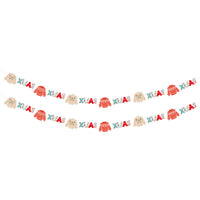HKM-286931 2 Pack Paper Christmas Banner Garland with Gingerbread Man and Snowman for Holiday Home Decor