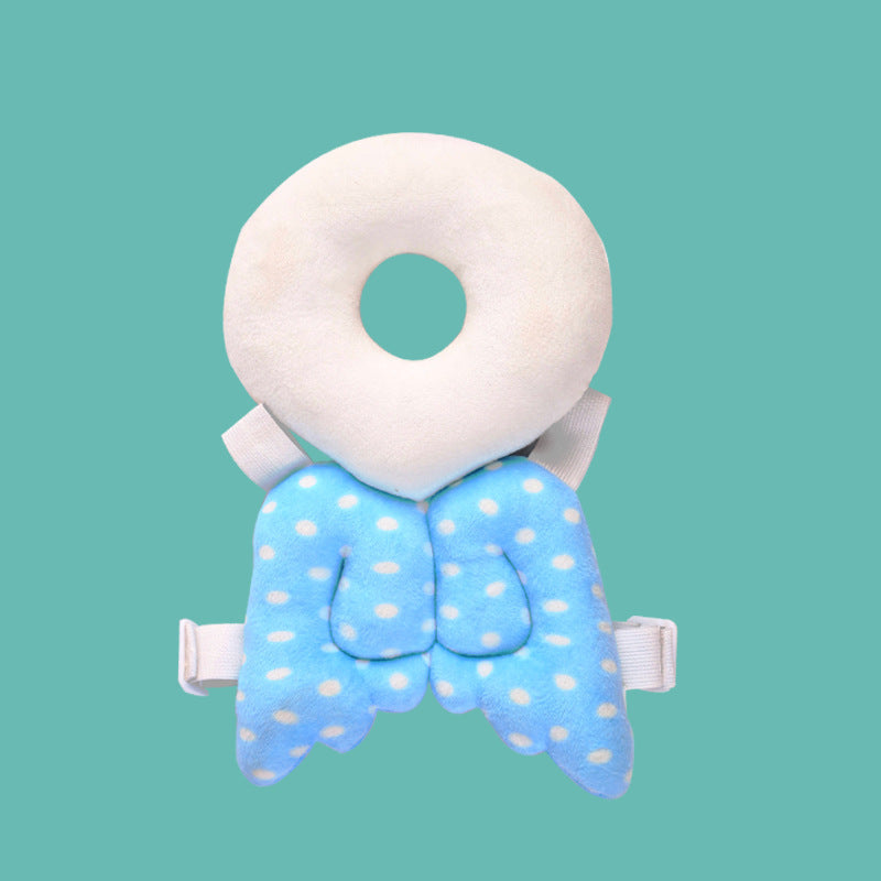 HKM-286931 Angel Headrest for Babies and Toddlers - Soft Short Plush Back Support (35x18 cm) - Blue, Pink, Yellow