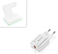 HKM-286995 3-in-1 Wireless Charging Station for Mobile Phones, Smartwatches, and Headphones - Fast Charging Pad with USB Interface