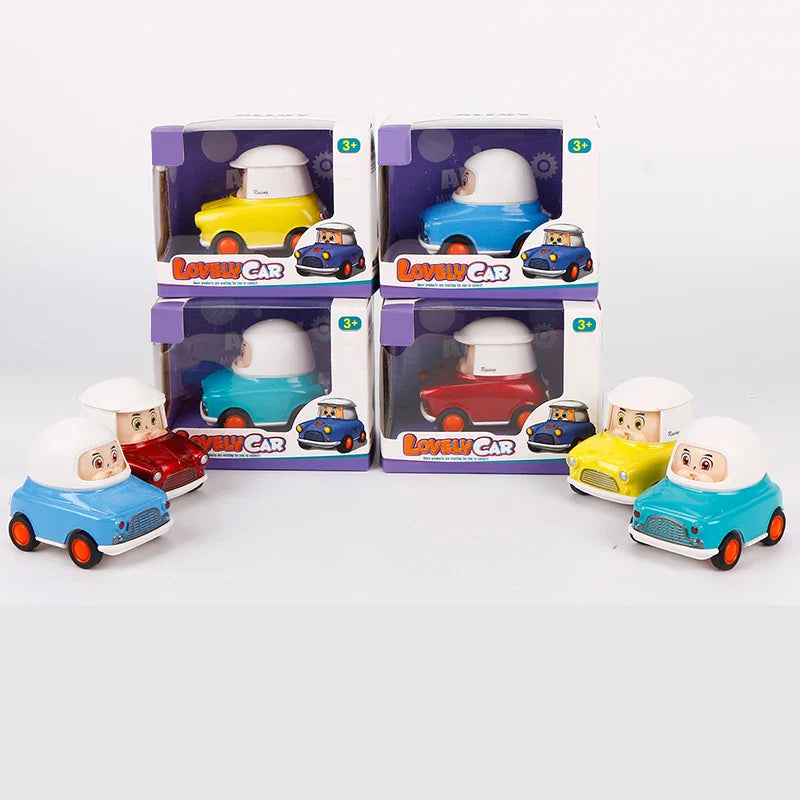 HKM-287059 Colorful Cartoon Mini Diecast Model Car Set for Kids - Alloy Inertial Vehicles, Ages 3 and Up
