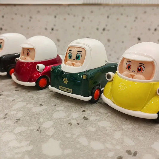 HKM-287059 Colorful Cartoon Mini Diecast Model Car Set for Kids - Alloy Inertial Vehicles, Ages 3 and Up