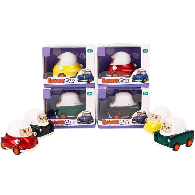 HKM-287059 Colorful Cartoon Mini Diecast Model Car Set for Kids - Alloy Inertial Vehicles, Ages 3 and Up