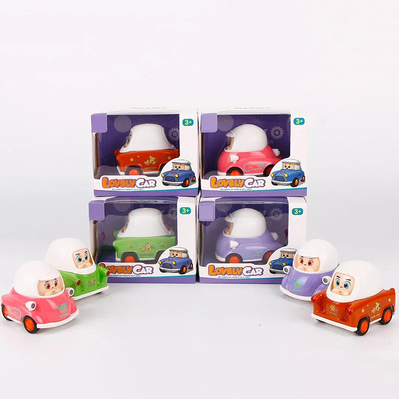 HKM-287059 Colorful Cartoon Mini Diecast Model Car Set for Kids - Alloy Inertial Vehicles, Ages 3 and Up