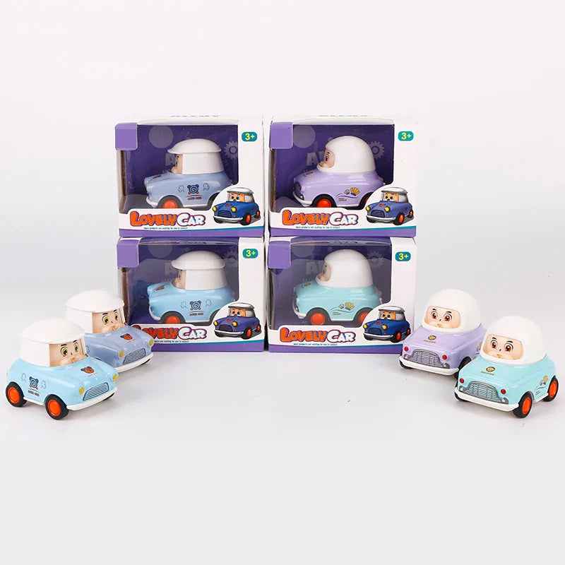 HKM-287059 Colorful Cartoon Mini Diecast Model Car Set for Kids - Alloy Inertial Vehicles, Ages 3 and Up