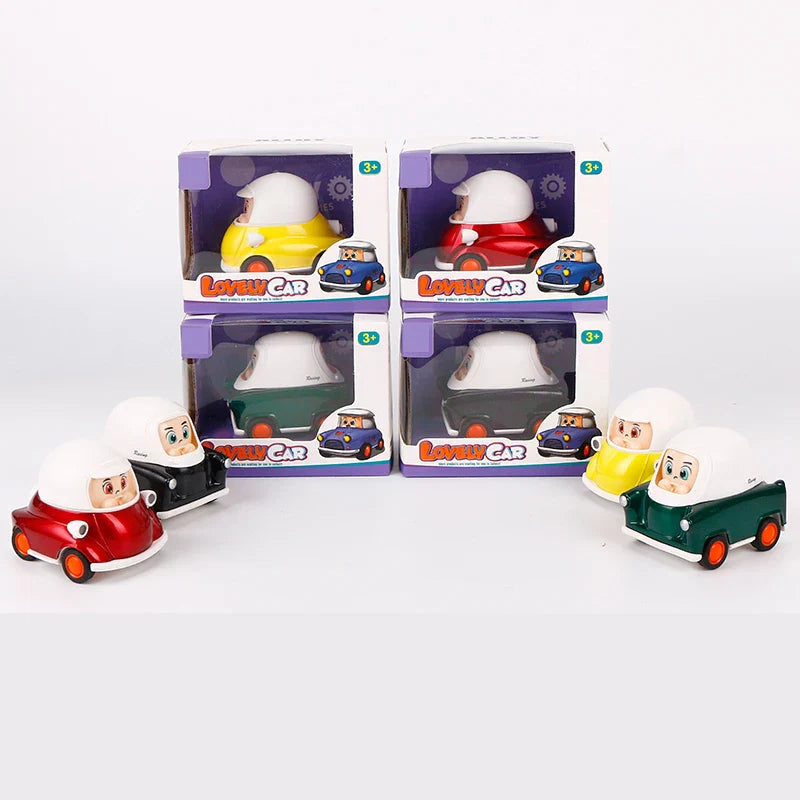 HKM-287059 Colorful Cartoon Mini Diecast Model Car Set for Kids - Alloy Inertial Vehicles, Ages 3 and Up