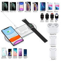 HKM-287187 Three-in-One 10W Wireless Fast Charging Mobile Phone Holder - White