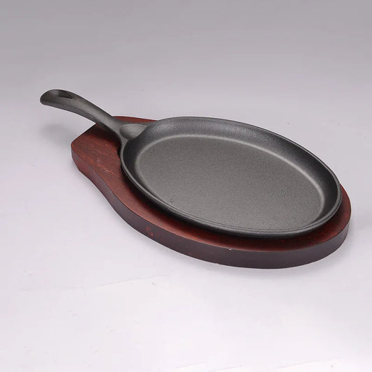 KTX-287315 Cast Iron Non-Stick Grill Pan with Handle for Outdoor BBQ and Induction Cooking