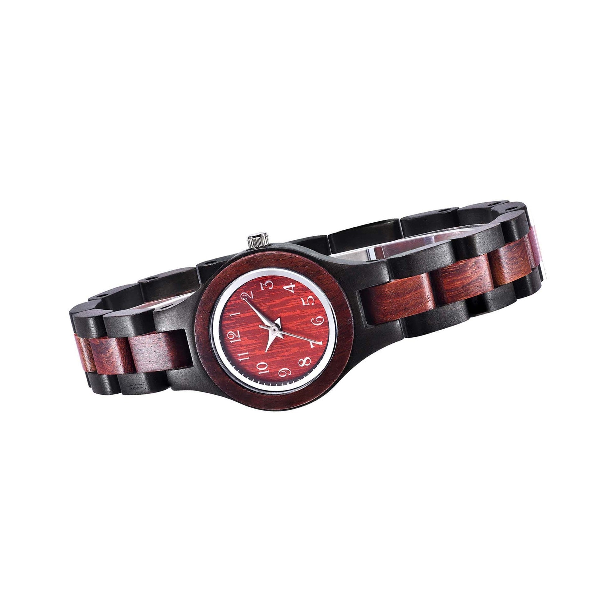 HKM-287315 Ebony and Red Sandalwood Women's Round Quartz Watch