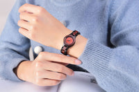 HKM-287315 Ebony and Red Sandalwood Women's Round Quartz Watch