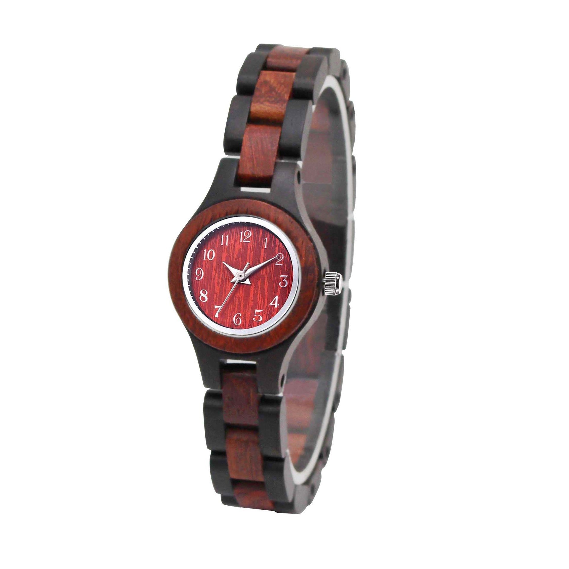 HKM-287315 Ebony and Red Sandalwood Women's Round Quartz Watch