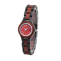 HKM-287315 Ebony and Red Sandalwood Women's Round Quartz Watch