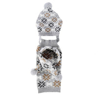 HKM-287379 Retro Japanese-Inspired Jacquard Sweater and Scarf Hat Set for Pets
