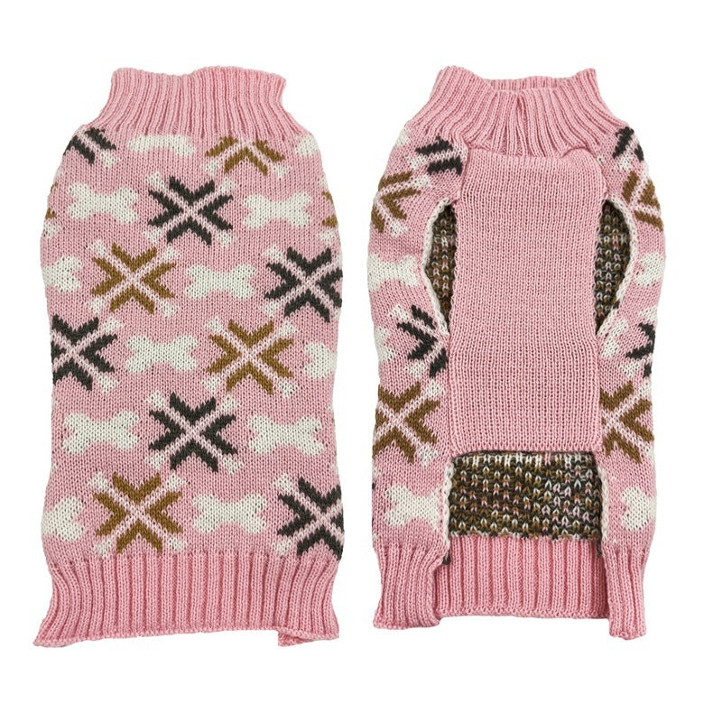 HKM-287379 Retro Japanese-Inspired Jacquard Sweater and Scarf Hat Set for Pets