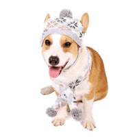 HKM-287379 Retro Japanese-Inspired Jacquard Sweater and Scarf Hat Set for Pets