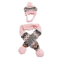 HKM-287379 Retro Japanese-Inspired Jacquard Sweater and Scarf Hat Set for Pets