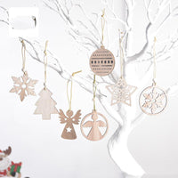 HKM-287571 Christmas Wood Carving Hollow Pendant Set – 12 Decorative Pieces for Holiday Ornaments
