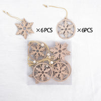 HKM-287571 Christmas Wood Carving Hollow Pendant Set – 12 Decorative Pieces for Holiday Ornaments