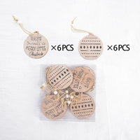 HKM-287571 Christmas Wood Carving Hollow Pendant Set – 12 Decorative Pieces for Holiday Ornaments