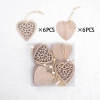 HKM-287571 Christmas Wood Carving Hollow Pendant Set – 12 Decorative Pieces for Holiday Ornaments