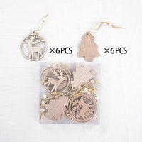 HKM-287571 Christmas Wood Carving Hollow Pendant Set – 12 Decorative Pieces for Holiday Ornaments