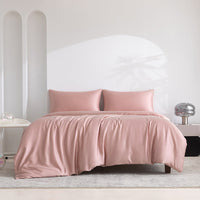 HKM-287955 Lyocell Fiber Cool Touch Bed Sheet Set with Fitted Sheet, Duvet Cover & Pillowcases in Multiple Sizes