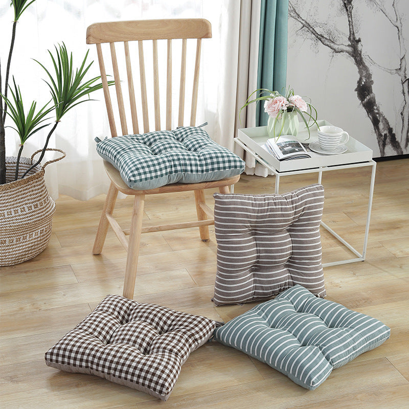 HKM-288019 Thickened Four Hole Lattice Stripe Chair Cushion - Modern Design in Multiple Color Options