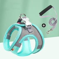 HKM-288147 Breathable Cotton Pet Mesh Chest Harness with Reflective Leash