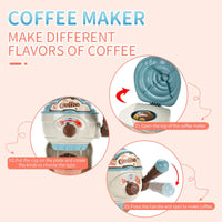HKM-288211 Blue Coffee Maker Toy Set for Kids - Kitchen Pretend Play with Bread and Cake Accessories for Ages 3+