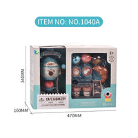 HKM-288211 Blue Coffee Maker Toy Set for Kids - Kitchen Pretend Play with Bread and Cake Accessories for Ages 3+