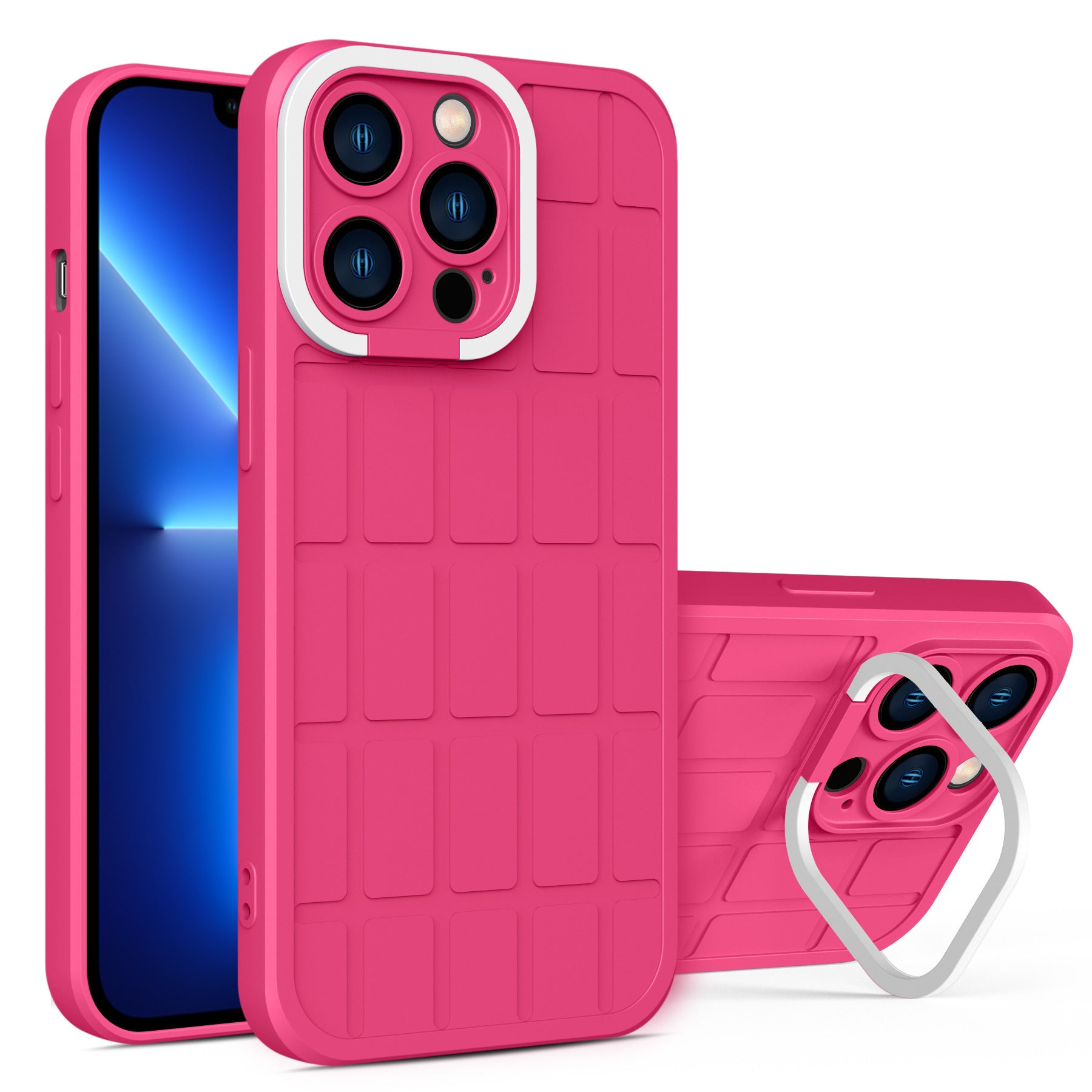 HKM-288211 Invisible Bracket Rubik's Cube Phone Case for iPhone Models - TPU+PC Material in Multiple Colors