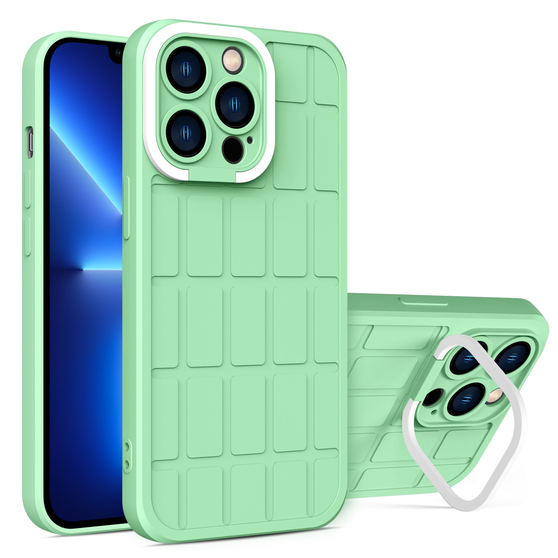 HKM-288211 Invisible Bracket Rubik's Cube Phone Case for iPhone Models - TPU+PC Material in Multiple Colors