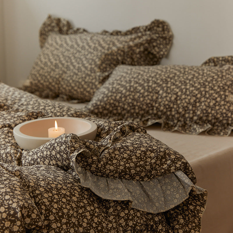 HKM-288275 Floral Double Gauze Bed Set - 4 Pieces, Pure Cotton, Available in Multiple Styles & Sizes