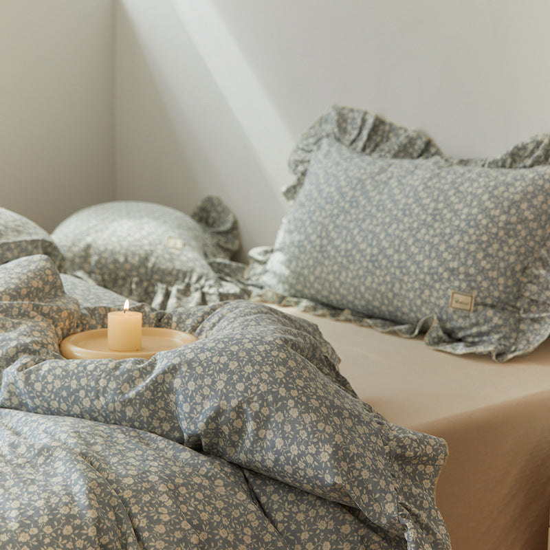 HKM-288275 Floral Double Gauze Bed Set - 4 Pieces, Pure Cotton, Available in Multiple Styles & Sizes