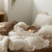 HKM-288275 Floral Double Gauze Bed Set - 4 Pieces, Pure Cotton, Available in Multiple Styles & Sizes