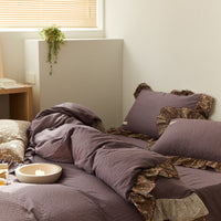 HKM-288275 Floral Double Gauze Bed Set - 4 Pieces, Pure Cotton, Available in Multiple Styles & Sizes