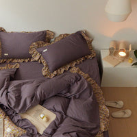 HKM-288275 Floral Double Gauze Bed Set - 4 Pieces, Pure Cotton, Available in Multiple Styles & Sizes
